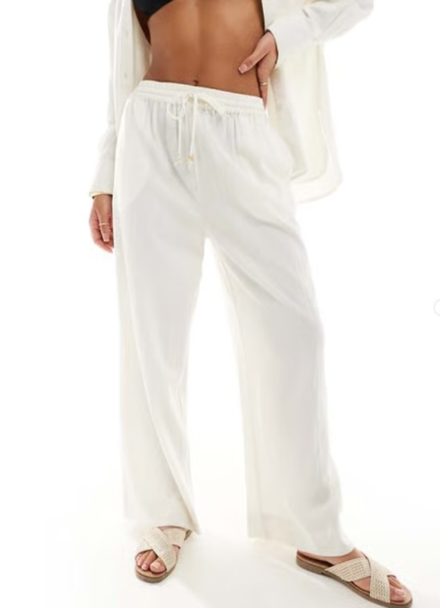 ASOS DESIGN Kayla mix and match beach wide leg trouser in white