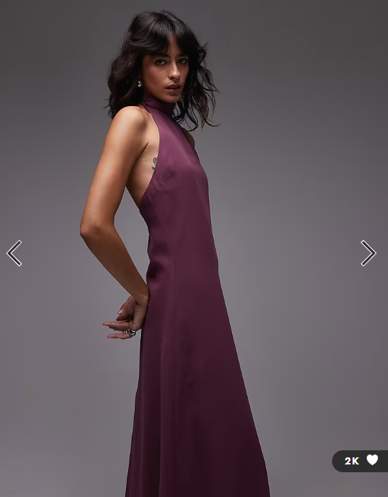 ASOS DESIGN chiffon high neck halter maxi dress in plum
