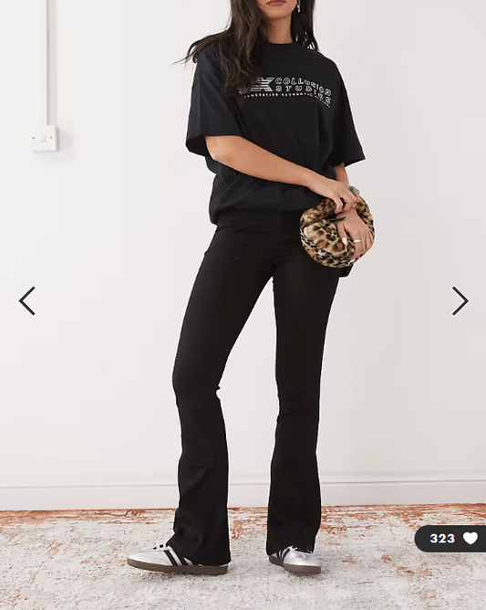 Noisy May Sallie high rise slim flare jeans in black