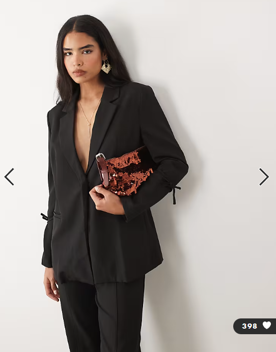 Kaiia exclusive tailored tie detail cinch waist detail blazer in black