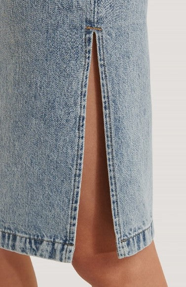 Side Slit Denim Skirt