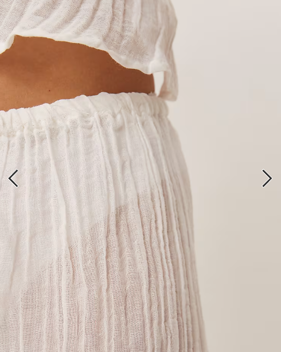 Mango ramie crinkle tie waist pants in white