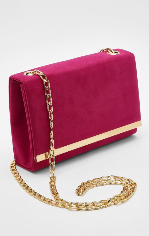 Boohoo Metal Trim Clutch Bag - pink