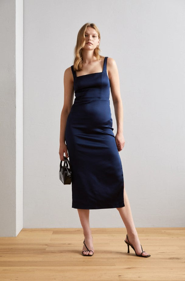 Abercrombie & Fitch NECK COLUMN MIDI DRESS - Cocktail dress / Party dress - estate blue