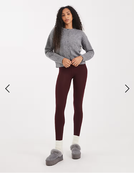 Asos - New Look fleeced lined leggings in burgundy