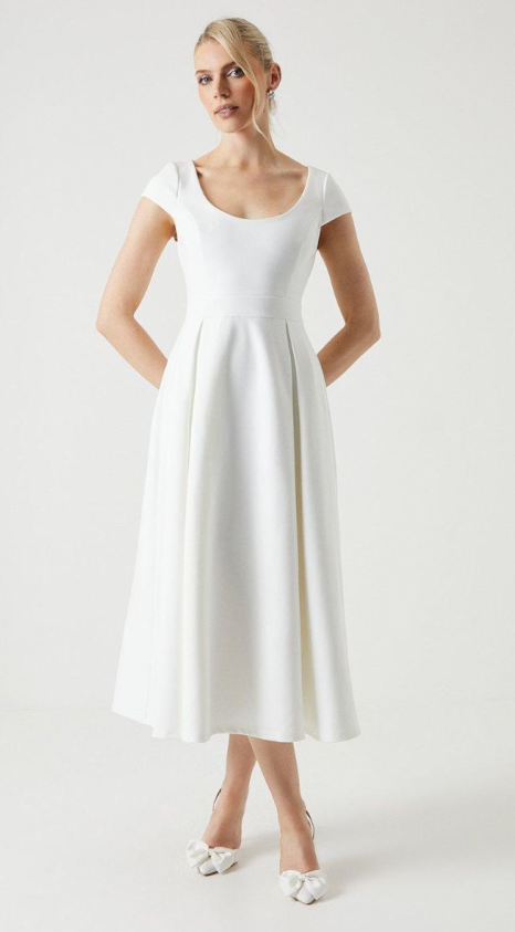 Cap Sleeve Ponte Wedding Dress