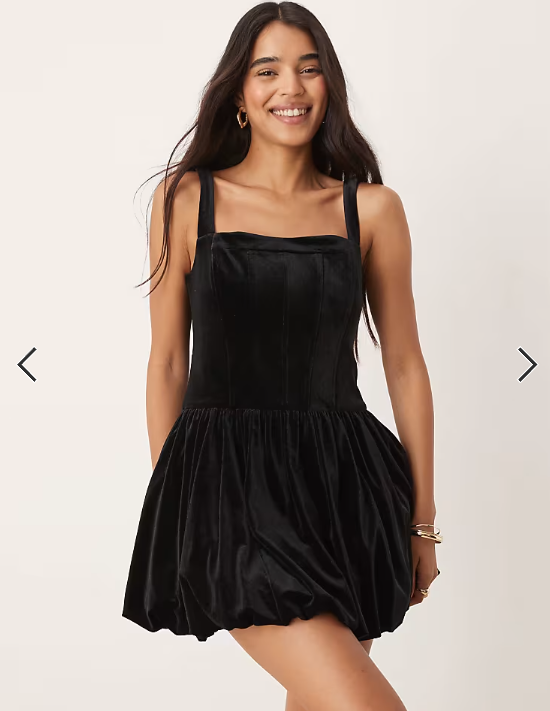 Asos - Ever New structured bubble hem mini dress in black