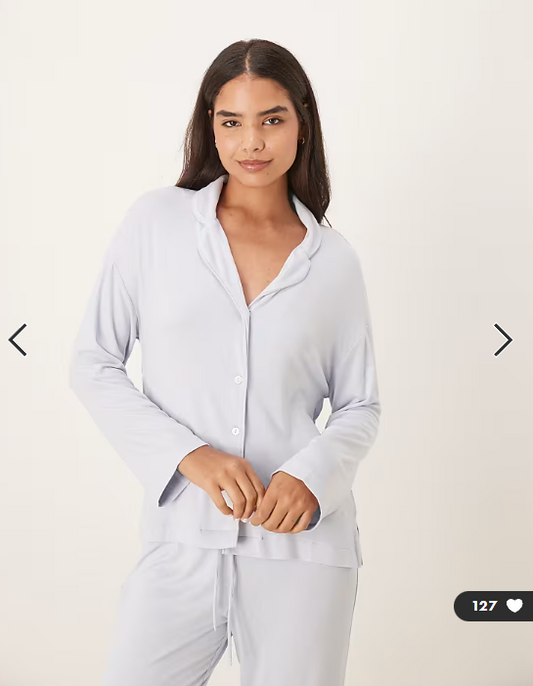 Gina Tricot mix and match soft long sleeve pyjamas shirt in light blue