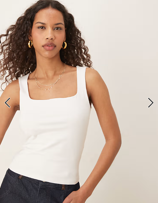 Gina Tricot square neck tank top in white