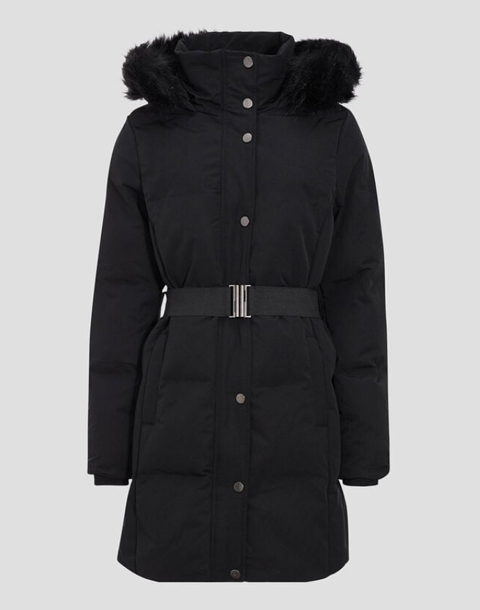 Cache Cache - Women’s black belted straight down jacket.