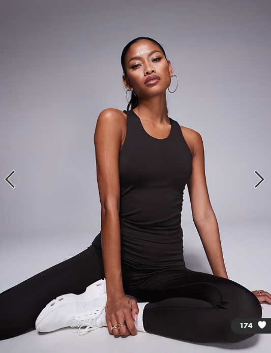 4505 Icon active racer back vest with inner bra and removable padding in dark chocolate