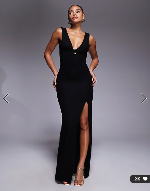 ASOS DESIGN sleeveless plunge wrap ruched bum maxi dress in black