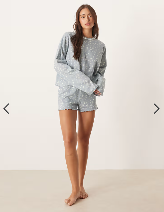 ASOS DESIGN mix & match pajama shorts in blue floral print