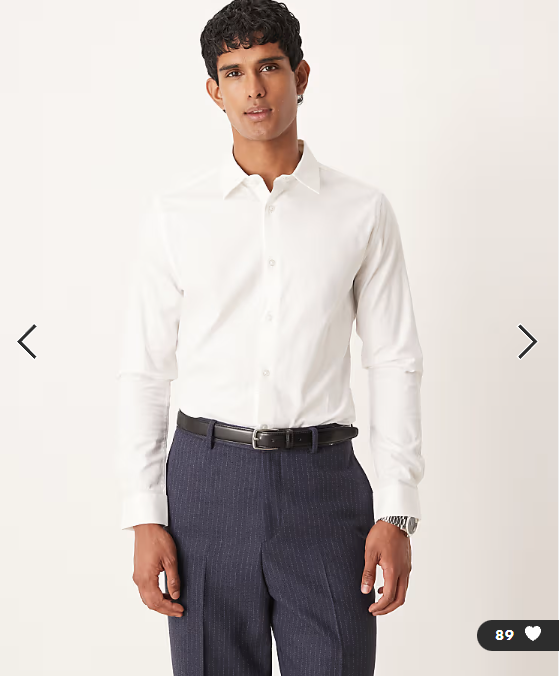 ASOS DESIGN easy iron royal oxford slim shirt in white