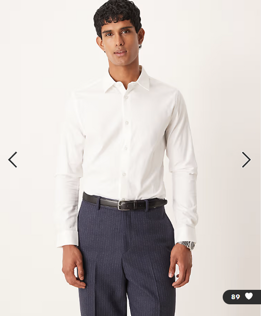 ASOS DESIGN easy iron royal oxford slim shirt in white