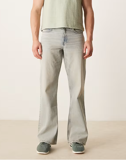 ASOS DESIGN wide flare jeans with vintage tint in light wash blue