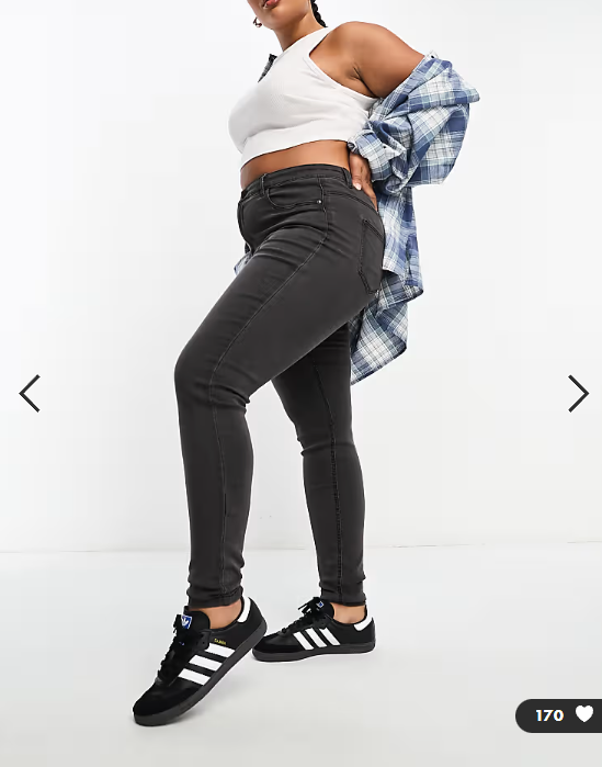 Noisy May Curve high waisted skinny jeans in grey