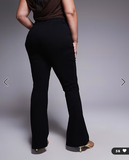 ASOS DESIGN Curve premium ponte flare trouser with tailored waistband in black
