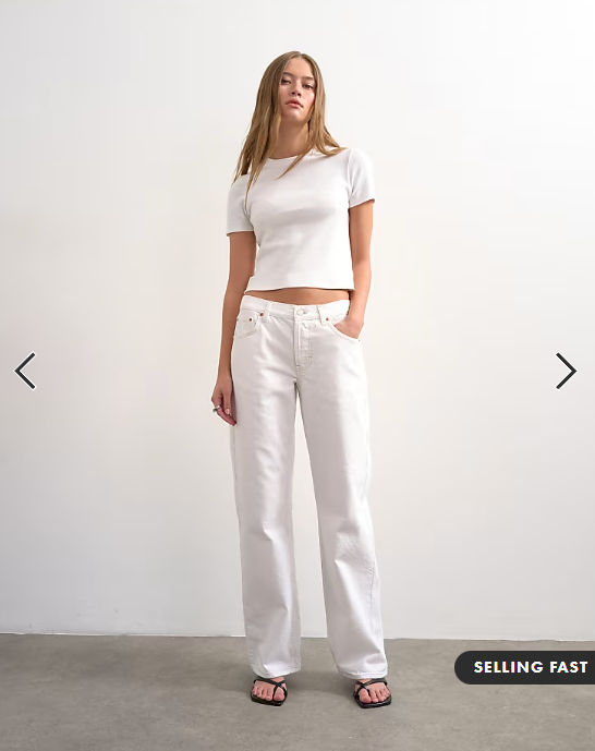 Topshop Ember low rise relaxed straight jean in white