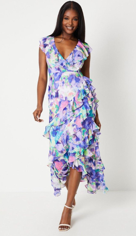 Chiffon Ruffle Maxi Dress