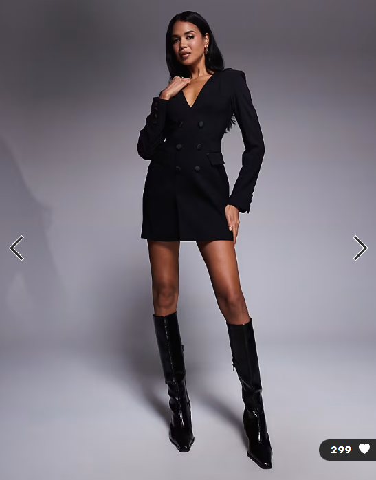 Oh Polly structured tailored blazer dress in black