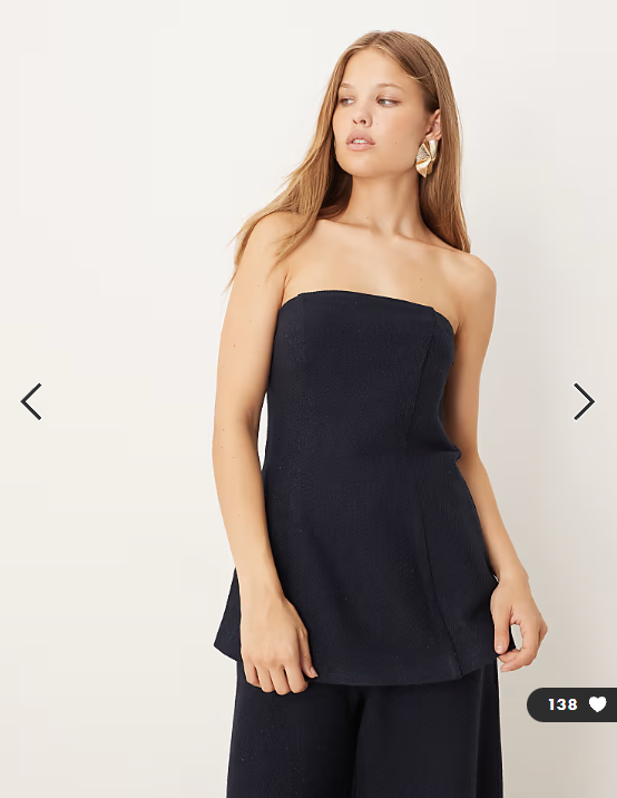 ASOS DESIGN tailored boucle bandeau top co-ord in navy