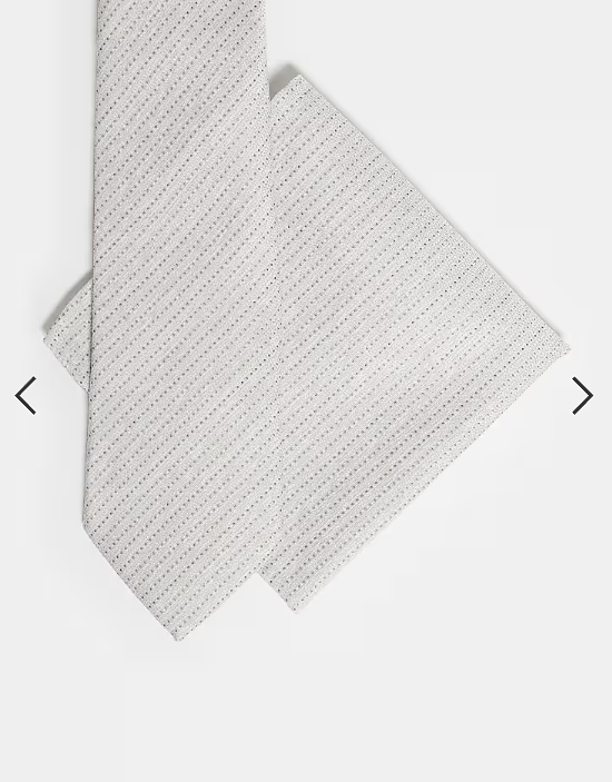 ASOS DESIGN textured tie and pocket square in stone