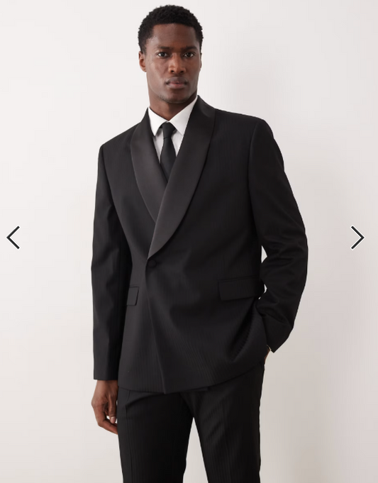 ASOS DESIGN slim suit jacket with tonal micro checkerboard weave in black