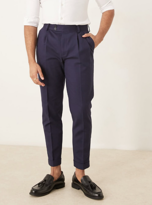 Asos - Smart tapered cotton chino trouser - navy