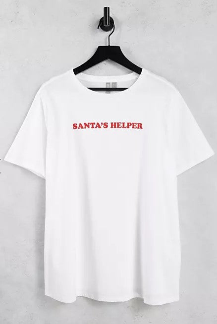 Curve Christmas Santa’s Helper T-Shirt In White