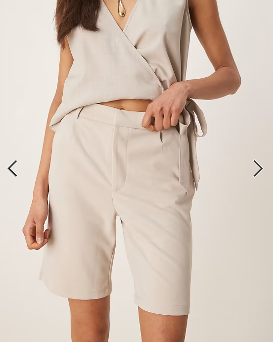 JDY longline tailored shorts in beige