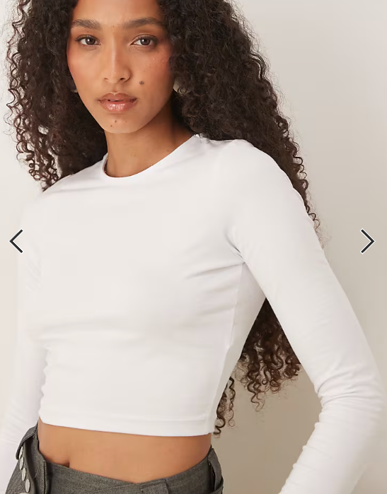 ASOS DESIGN fitted crop t-shirt with long sleeve in white