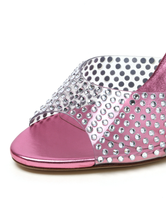 Lilac Wide Fit metallic round toe diamante high heeled sandals