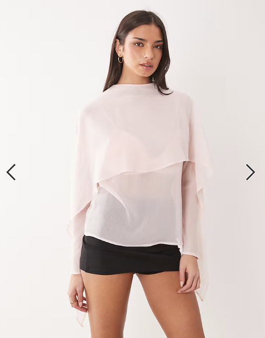 ASOS DESIGN chiffon scarf detail sheer blouse in pink