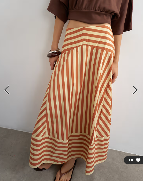 Topshop drop waist full circle maxi skirt in buttermilk stripe