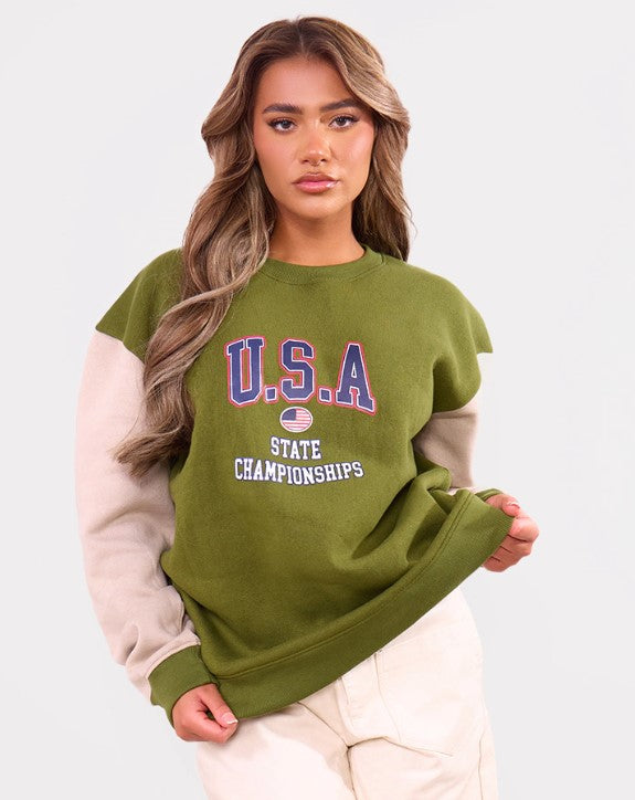 Khaki USA Raglan Sleeve Sweatshirt