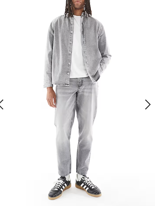 ASOS DESIGN tapered fit jeans in light grey wash