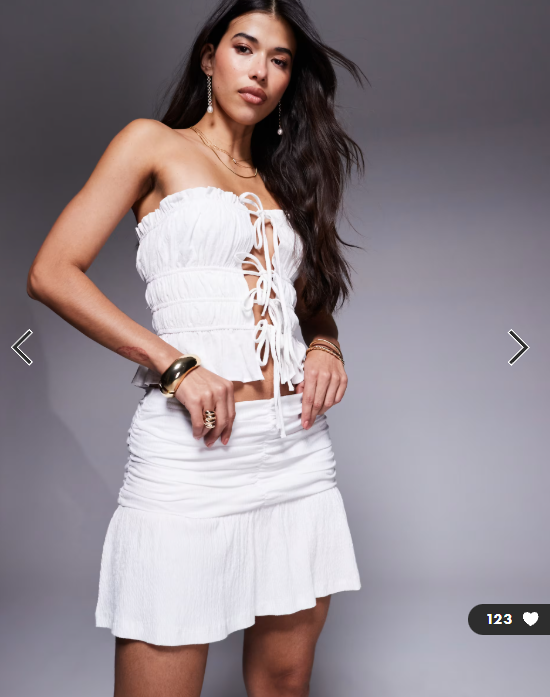 ASOS DESIGN cotton crinkle ruffle mini skirt in white