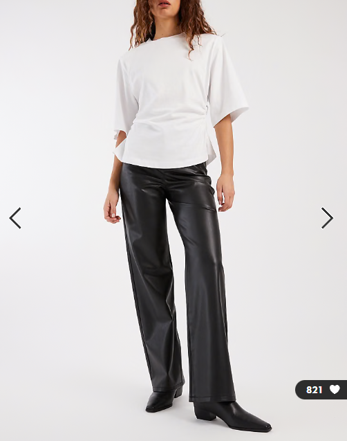 Vero Moda Tessa high waist wide leg faux leather pants in black