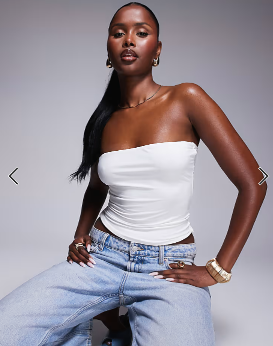 Fashionkilla exclusive double sculpted slinky bandeau top in white