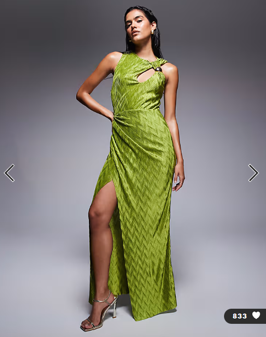 ASOS DESIGN sleeveless draped and cut out with trim detail maxi dress in green