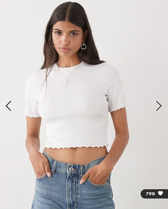 COLLUSION lettuce edge ribbed t-shirt in white