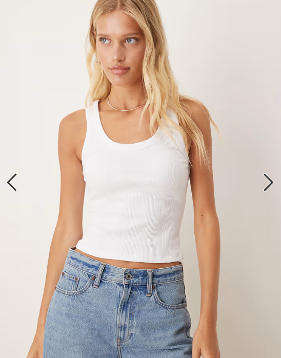 ASOS Design Rib Scoop Vest Top in white