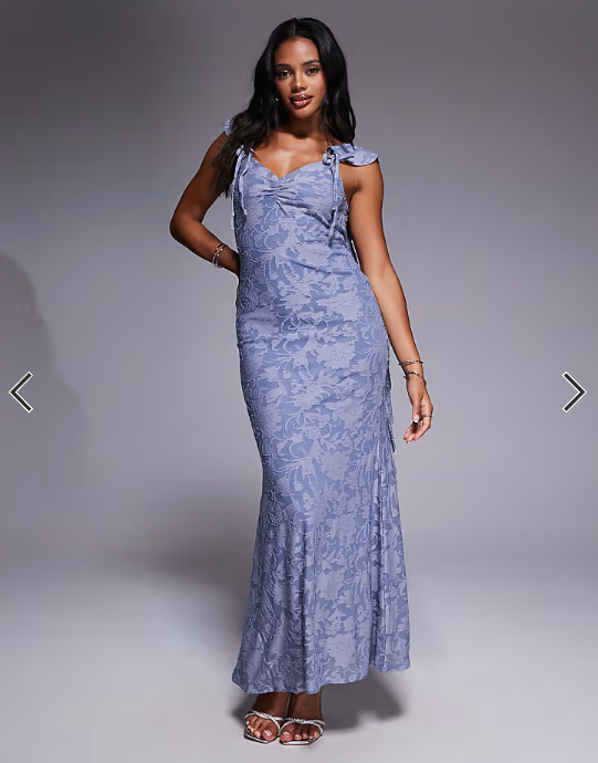 ASOS DESIGN ruffle cami strap maxi dress in blue