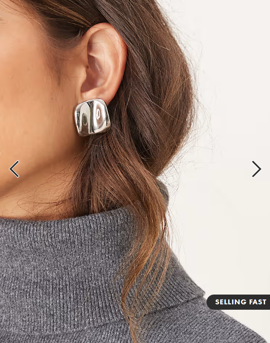 ASOS DESIGN stud earrings with abstract design in silver tone