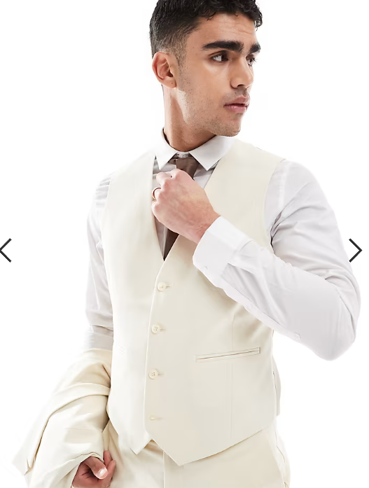 ASOS DESIGN slim suit waistcoat in stone