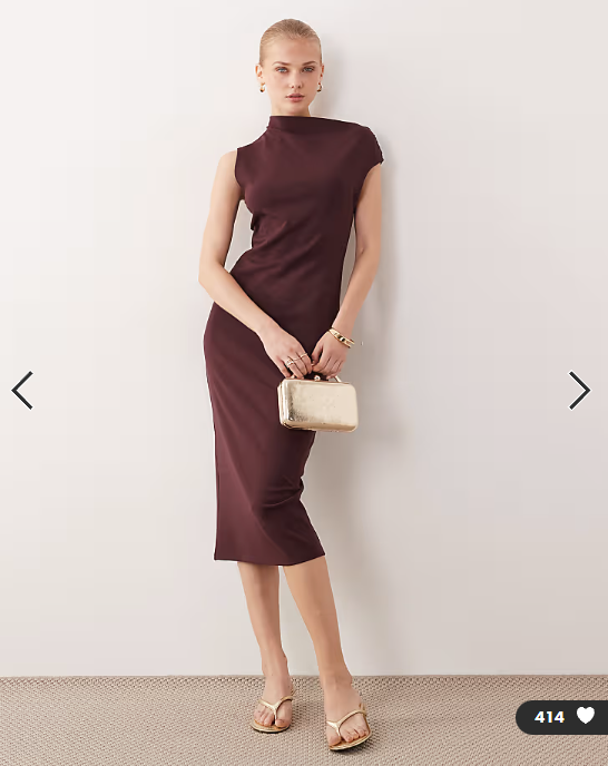 Mango asymmetric short sleeve midi dress in deep red