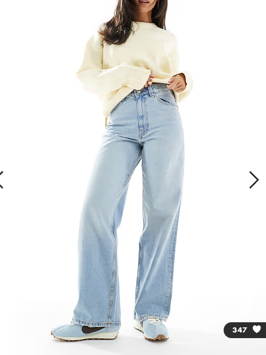 ASOS DESIGN wide leg dad jeans in lightwash