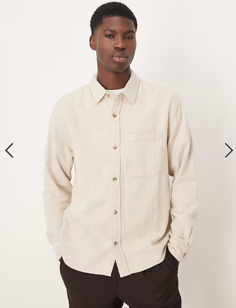 Abercrombie & Fitch long sleeve cropped flannel shirt with pocket in cream