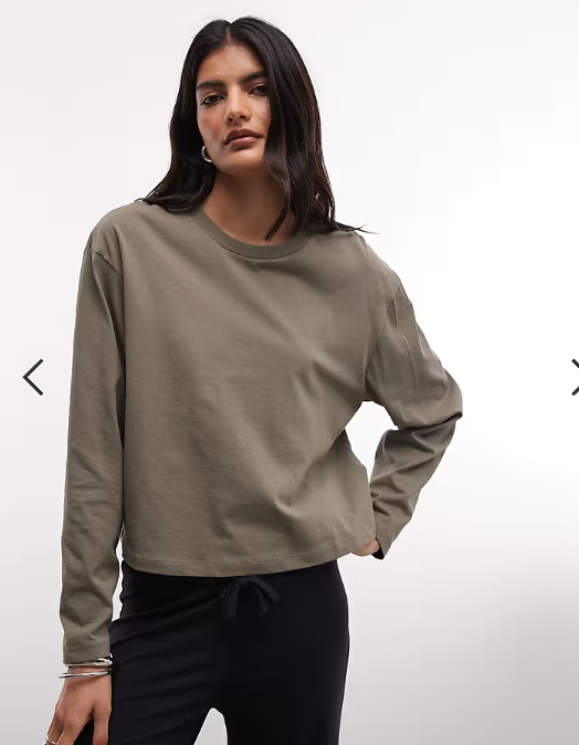 COLLUSION boxy long sleeve t-shirt in olive